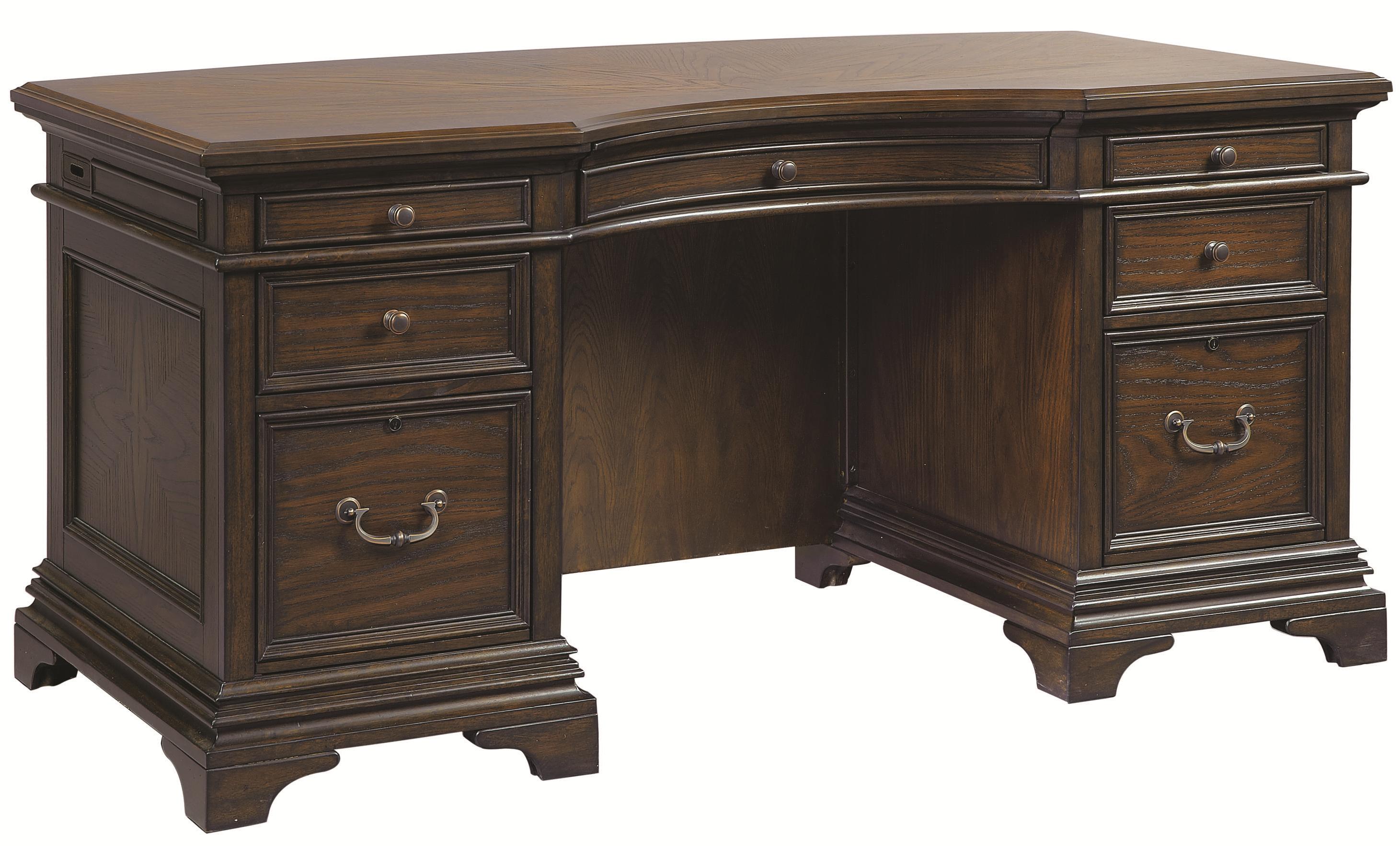 Aspenhome Essex AH4011120 Curved Executive Desk with 7 Drawers Upper Room Home Furnishings